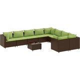  10-dijelni set vrtnih sofa od poliratana s jastucima smeđi | shoptok.hr
