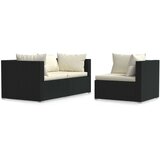  Vrtna sedežna garnitura 3-delna z blazinami črn poli ratan, (20665039) | Shoptok.si