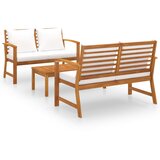 The Living Store Vrtna sedežna garnitura z blazinami 3-delna trden akacijev les - Vrtna Sedežna Garnitura, (21421856) | Shoptok.si