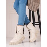 SHELOVET women's snow boots leather with ribbing beige | Shoptok.si