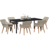 vidaXL Blagovaonski set 7 pcs Svijetlo siva i crna 200x100x74 cm | shoptok.hr