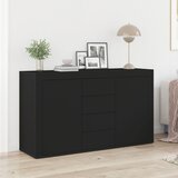 vidaXL Strani šal Črna Inženirski les 120 x 36 x 69 cm Shramba Bife | Shoptok.si
