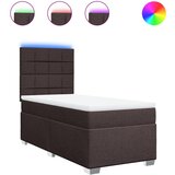 vidaXL Box spring postelja z vzmetnico temno rjava 100x200 cm blago, (21291525) Cene