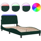  Okvir kreveta s LED-om bez madraca tamnozeleni 100x200 cm baršunasti | Eponuda.com