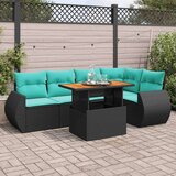 vidaXL Vrtna garnitura - 6-dijelni set vrtnih sofa s jastucima crni od poliratana - Crna 1 | shoptok.hr