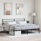 Maison Chic Kovinski Posteljni okvir - Dvoposteljna postelja - Zakonska postelja z vzglavjem črn 180x200 cm-J58, (21760422) | Shoptok.si