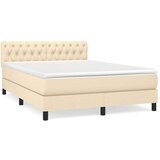 vidaXL Box spring postelja z vzmetnico krem 140x190 cm blago | Shoptok.si