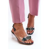 S. BARSKI Transparent sandals on a heel with decorations in green D&A Cene