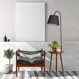 Opviq Demet Sehbalı Ahşap Lambader Ceviz Pramit Hasır Siyah Abajurlu BlackWalnut Floor Lamp Cene