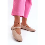 Boto Beige Buckled Faux Suede Ballerina Flats Anlofi | Shoptok.si