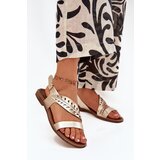 Boto Ladies leather sandals on flat heel Zazoo 3688 gold | ePonuda.com