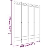 Sobna pregrada s 4 panela bijela 160 x 200 cm od tkanine | shoptok.hr