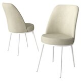 Hanah home set trpezarijskih stolica Jaxe 4 kom, krem tkanina Babyface, bele metalne noge | Eponuda.com