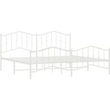 Metalni okvir kreveta uzglavlje i podnožje bijeli 193 x 203 cm | shoptok.hr