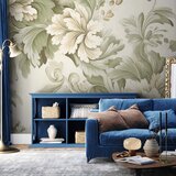  Foto tapeta - Retro Vintage Flowers in Delicate Cream and Green Colors 500x350 Premium | shoptok.hr