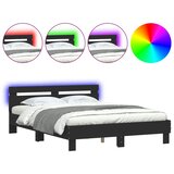  Okvir za krevet s uzglavljem i LED crni 140 x 200 cm | Eponuda.com