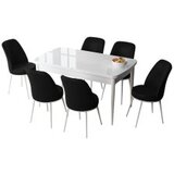 Hanah home set trpezarijski sto i 6 stolica zen white black | ePonuda.com