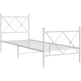 vidaXL Kovinski posteljni okvir z vzglavjem in vznožjem bel 75x190 cm, (21142841) Cene