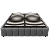 Lumor Kapitonirana postelja s predalom iz lanu – 140x200 cm – brez vzglavja – siva, (22151345) | Shoptok.si