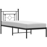 Maison Chic Kovinski Posteljni okvir - Enojna postelja - Postelja za odrasle z vzglavjem črn 80x200 cm, (21694096) Cene