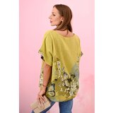 Kesi Włoski Women's cotton shirt with butterflies and flowers kiwi | Shoptok.si