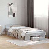 vidaXL Posteljni okvir s predalom beton. siv 90x190 cm inženirski les | Shoptok.si