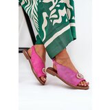 Boto Ladies Sandals With Decoration On Flat Heel Eco Suede Pink Ralisses | shoptok.hr