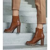 Gemre Brown slip-on block heel ankle boots in eco-leather Motena | Shoptok.si