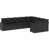 Maison Chic Seti vrtnega pohištva - Vrtna garnitura - Vrtni pohištvo set 9-delna z blazinami črn poli ratan, (21806115) | Shoptok.si
