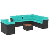  11-dijelni set vrtnih sofa od poliratana s jastucima crni Crna 62 x 62 x 69 cm | shoptok.hr