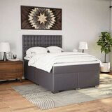 vidaXL Box spring postelja z vzmetnico siva 140x190 cm umetno usnje | Shoptok.si