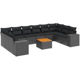  11-dijelni set vrtnih sofa od poliratana s jastucima crni Crna 83 x 62 x 69 cm | shoptok.hr