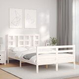 vidaXL Posteljni okvir z vzglavjem bel 4FT trden les | Shoptok.si