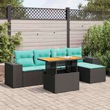 vidaXL Vrtna garnitura - 6-dijelni set vrtnih sofa s jastucima crni od poliratana - Crna sa spremištem 1 | shoptok.hr