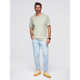 Ombre Men's waffle-textured T-shirt with round neckline - pistachio | Shoptok.si