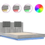 The Living Store Posteljni okvir z vzglavjem in LED siva sonoma 140x200 cm - Posteljni Okvir, (21530391) | Shoptok.si