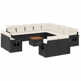 Maison Chic Seti vrtnega pohištva - Vrtna garnitura - Vrtni pohištvo set 14-delna z blazinami črn poli ratan, (21809604) | Shoptok.si