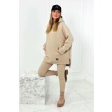 Kesi Cotton set insulated sweatshirt + leggings light beige Cene