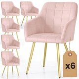 AKORD Luxano Kvadratno Prešiti Oblazinjeni Jedilni Stoli, Komplet 6 Stolov, Pudrasto Rožnata, Noge Zlate Barve, (5000333475) | Shoptok.si