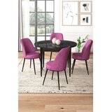 Hanah home Set Trpezarijski sto i 4 stolice, Ljubičasto-crna | Eponuda.ba