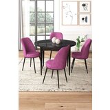 Hanah home tor - black marble, purple black marblepurple dining table & chairs set (5 pieces) | Eponuda.com