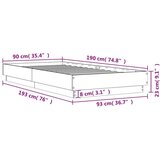 vidaXL Okvir za krevet crni 90 x 190 cm od konstruiranog drva | shoptok.hr
