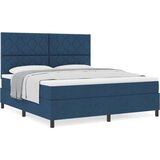 vidaXL Postelja z box springom z vzmetnico modra super king tkanina, (22081250) | Shoptok.si