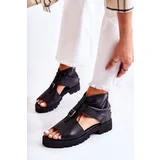 Kesi Women's Leather Zippered Sandals Nicole 2748 Black