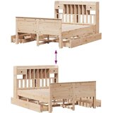vidaXL Krevet s regalom za knjige bez madraca 140x190 cm od borovine | shoptok.hr