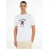 Tommy Hilfiger White Man T-Shirt Curved Monogram Tee - Men