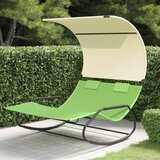Maison Chic Dvojni gugalni Ležalnik - Sončna ležalnik s streho zelen in krem, (22042683) | Shoptok.si