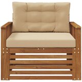 Set vanjskih sofa Čvrsto drvo akacije i poliester Prirodna - Prirodno i bež Okomite letvice | shoptok.hr