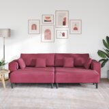  Kavč z blazino 3 pcs Vinorodna rdeča Žamet, (5000138243) | Shoptok.si