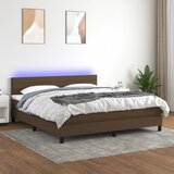  The Living Store Box spring postelja z vzmetnico LED temno rjava 160x200cm blago - Box Spring Postelja, (21454017) Cene